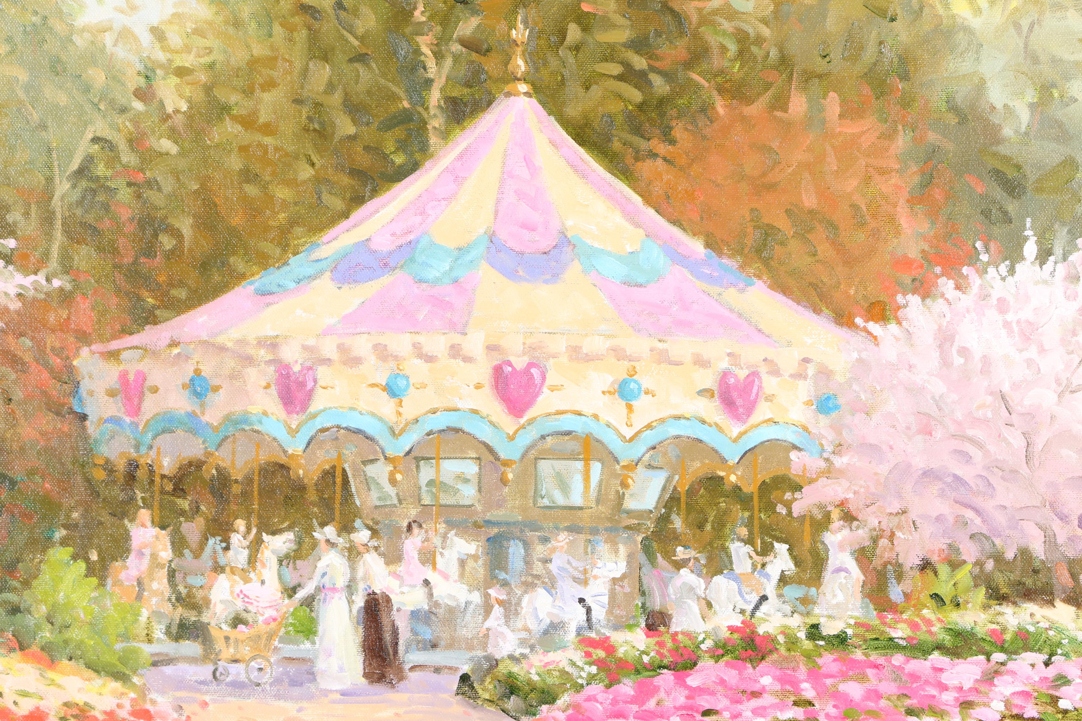 Lindsey Dawson Oil Painting on Canvas "Valentine's Carousel"