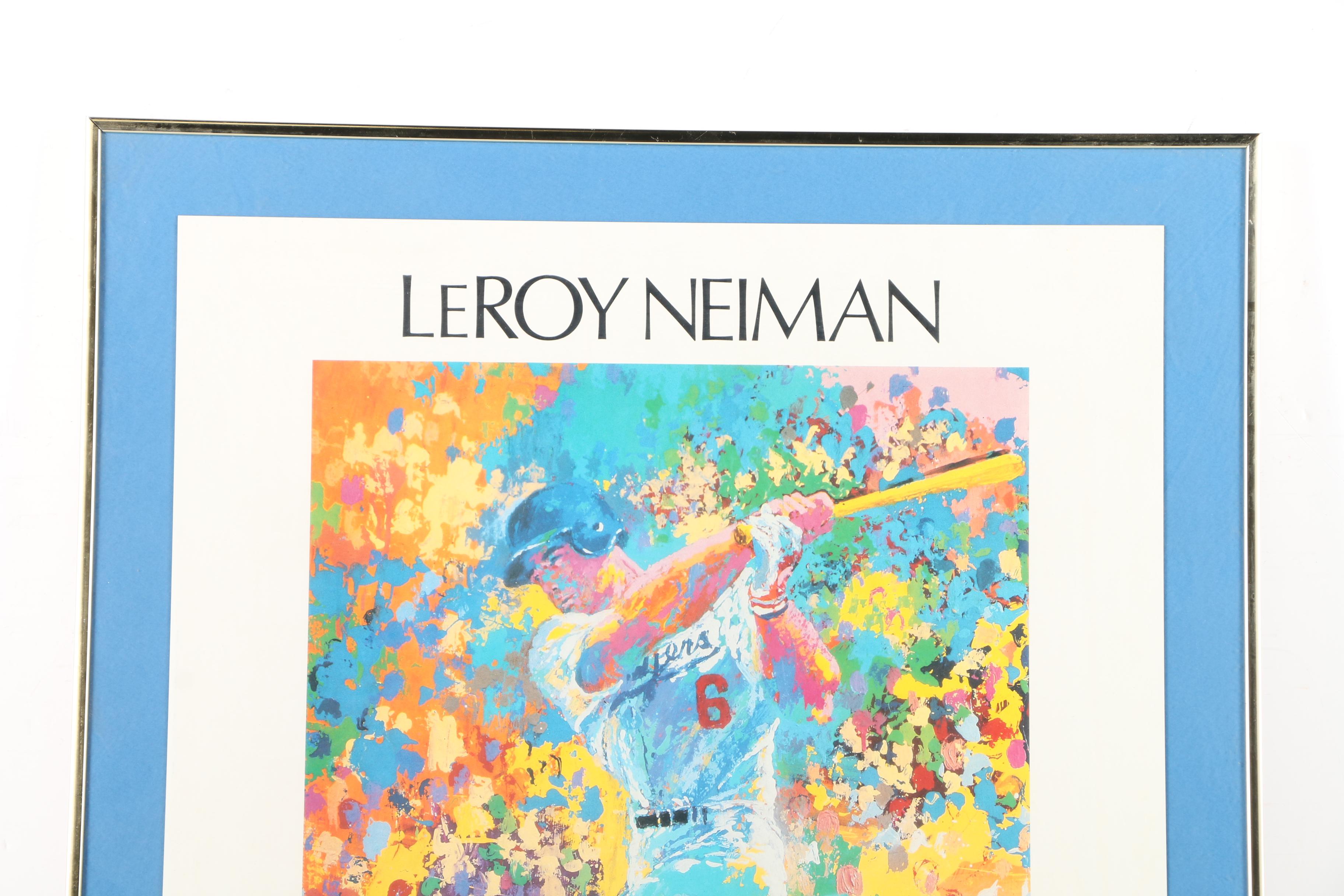 Offset Lithograph Poster After LeRoy Neiman's Portrait of Steve Garvey at Bat