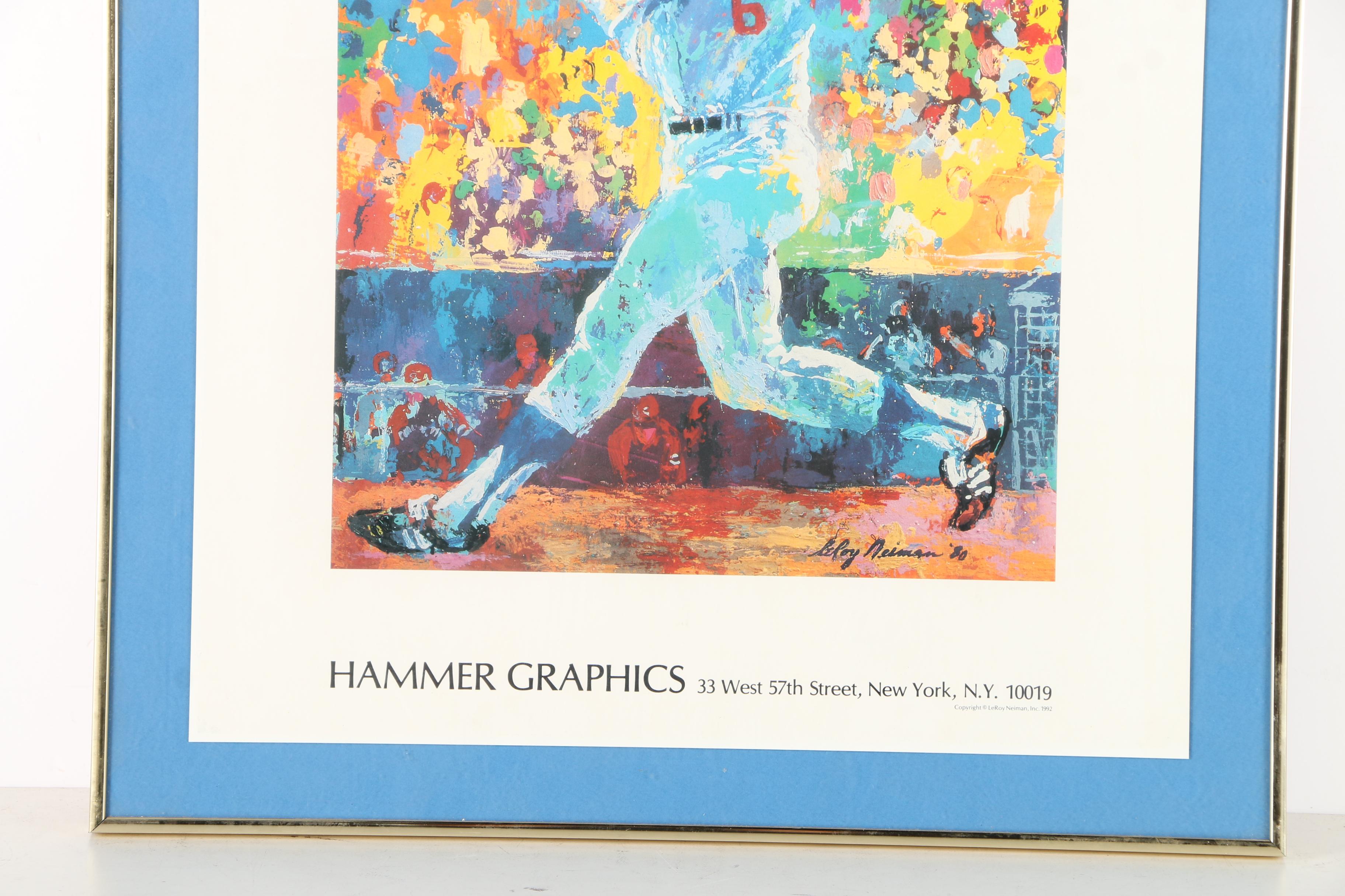 Offset Lithograph Poster After LeRoy Neiman's Portrait of Steve Garvey at Bat