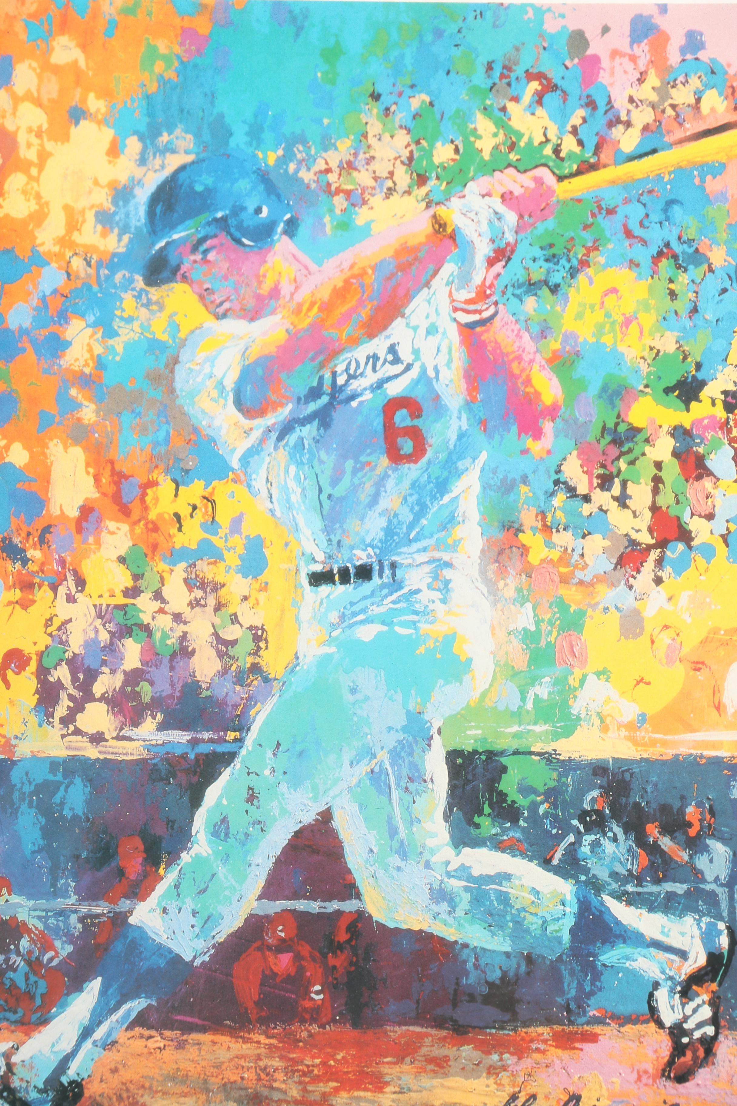 Offset Lithograph Poster After LeRoy Neiman's Portrait of Steve Garvey at Bat