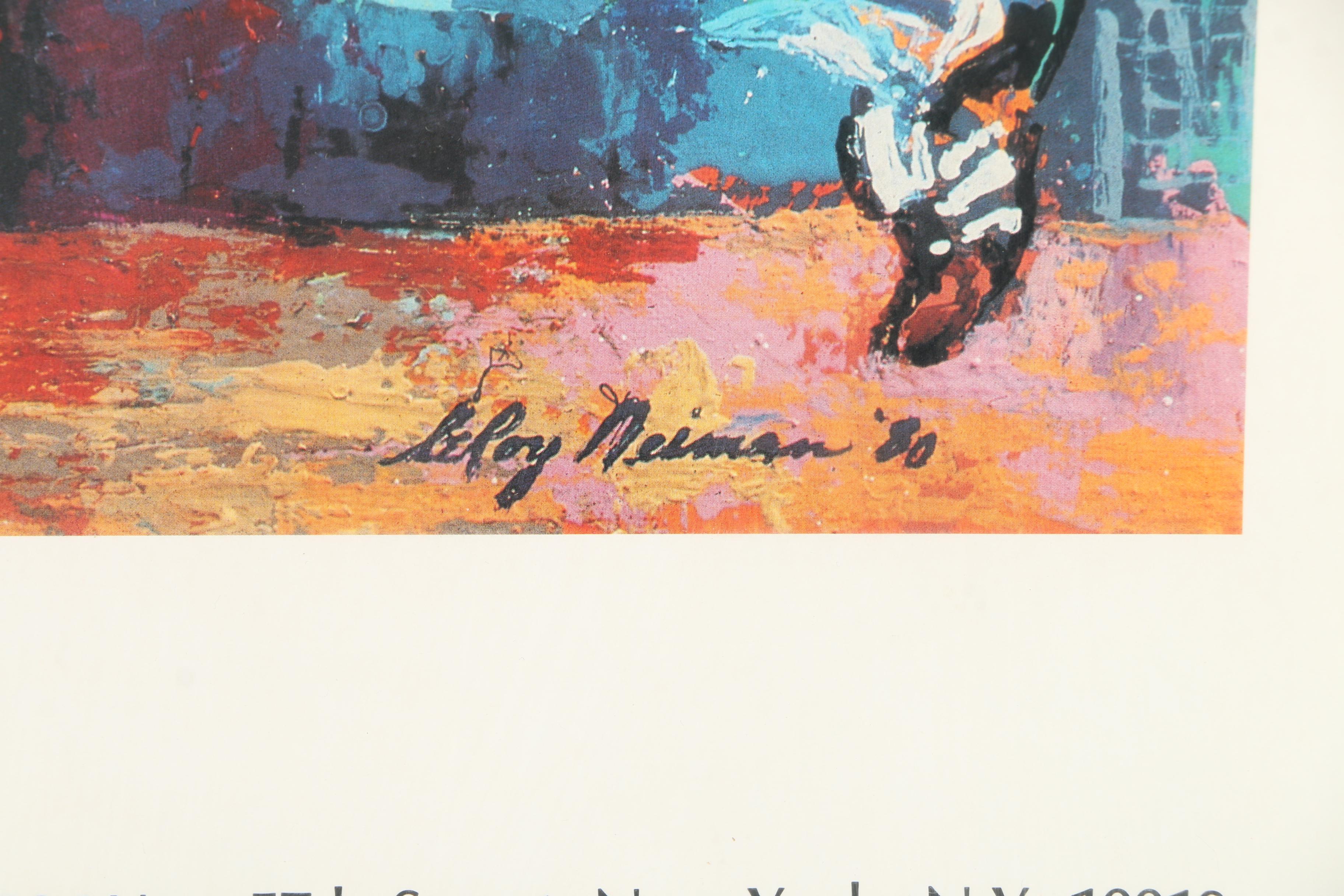Offset Lithograph Poster After LeRoy Neiman's Portrait of Steve Garvey at Bat