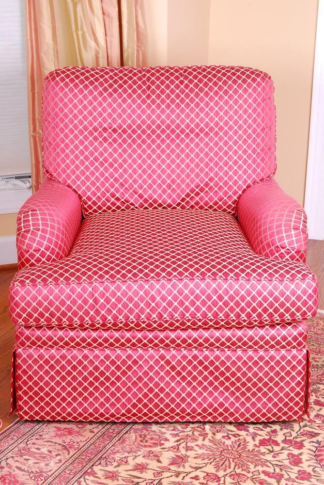 Upholstered Red Sofa Chair with Swivel Base