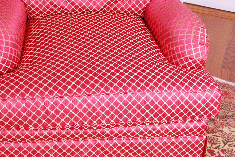 Upholstered Red Sofa Chair with Swivel Base