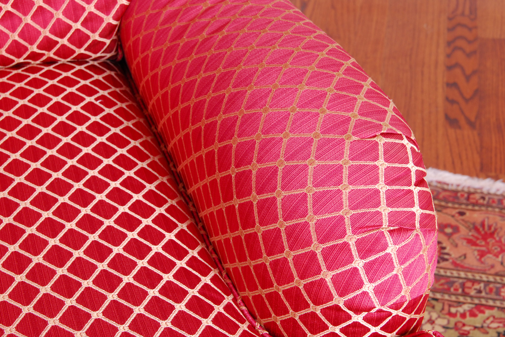 Upholstered Red Sofa Chair with Swivel Base