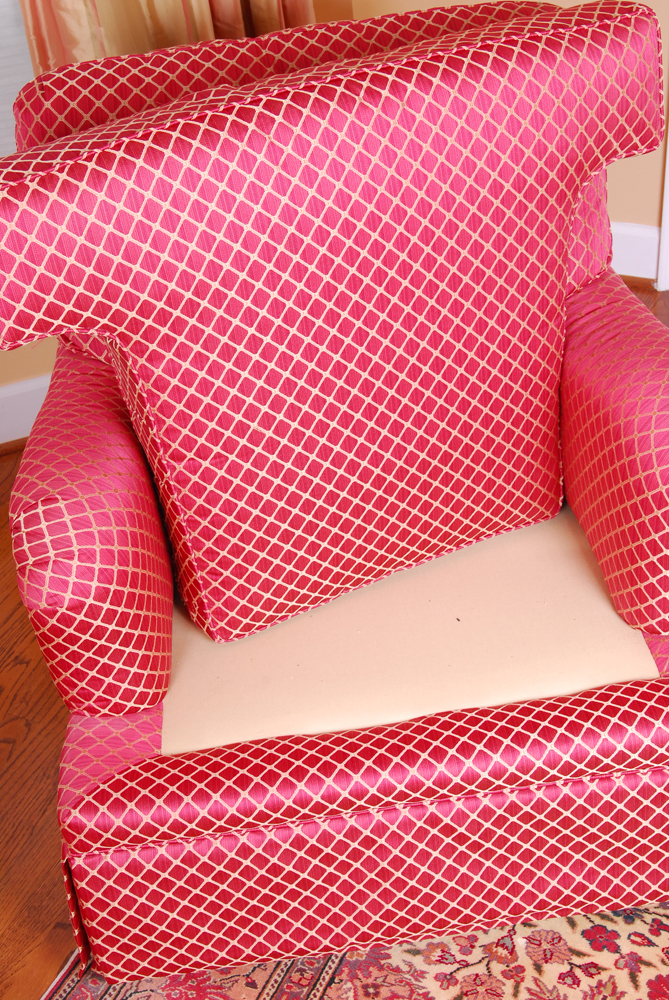 Upholstered Red Sofa Chair with Swivel Base