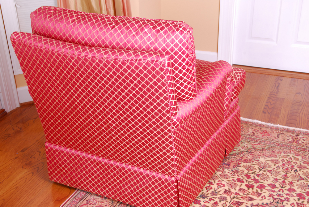 Upholstered Red Sofa Chair with Swivel Base