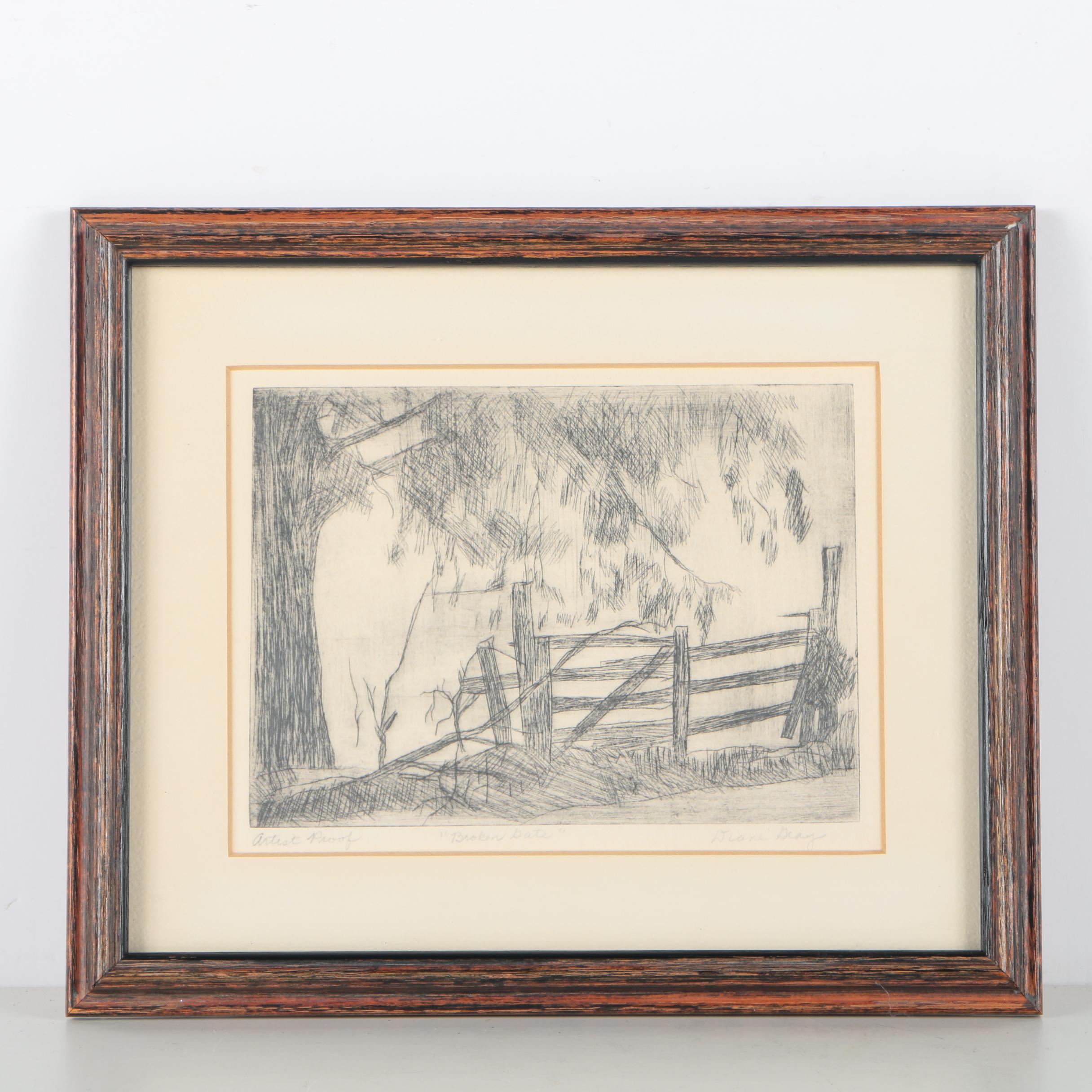 Diane Gray Artist's Proof Lithograph "Broken Gate"