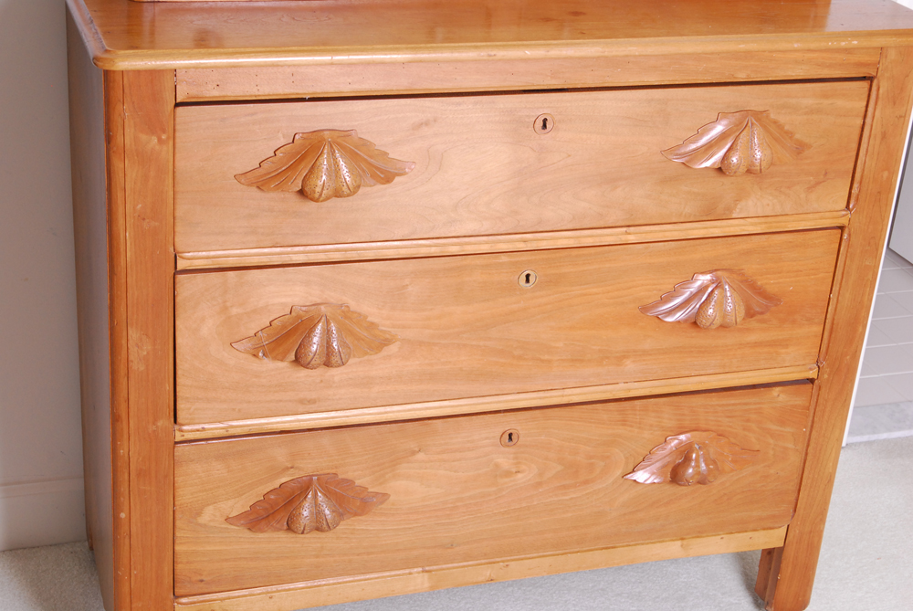 Refinished Antique Cherry Chest of Drawer and Mirror