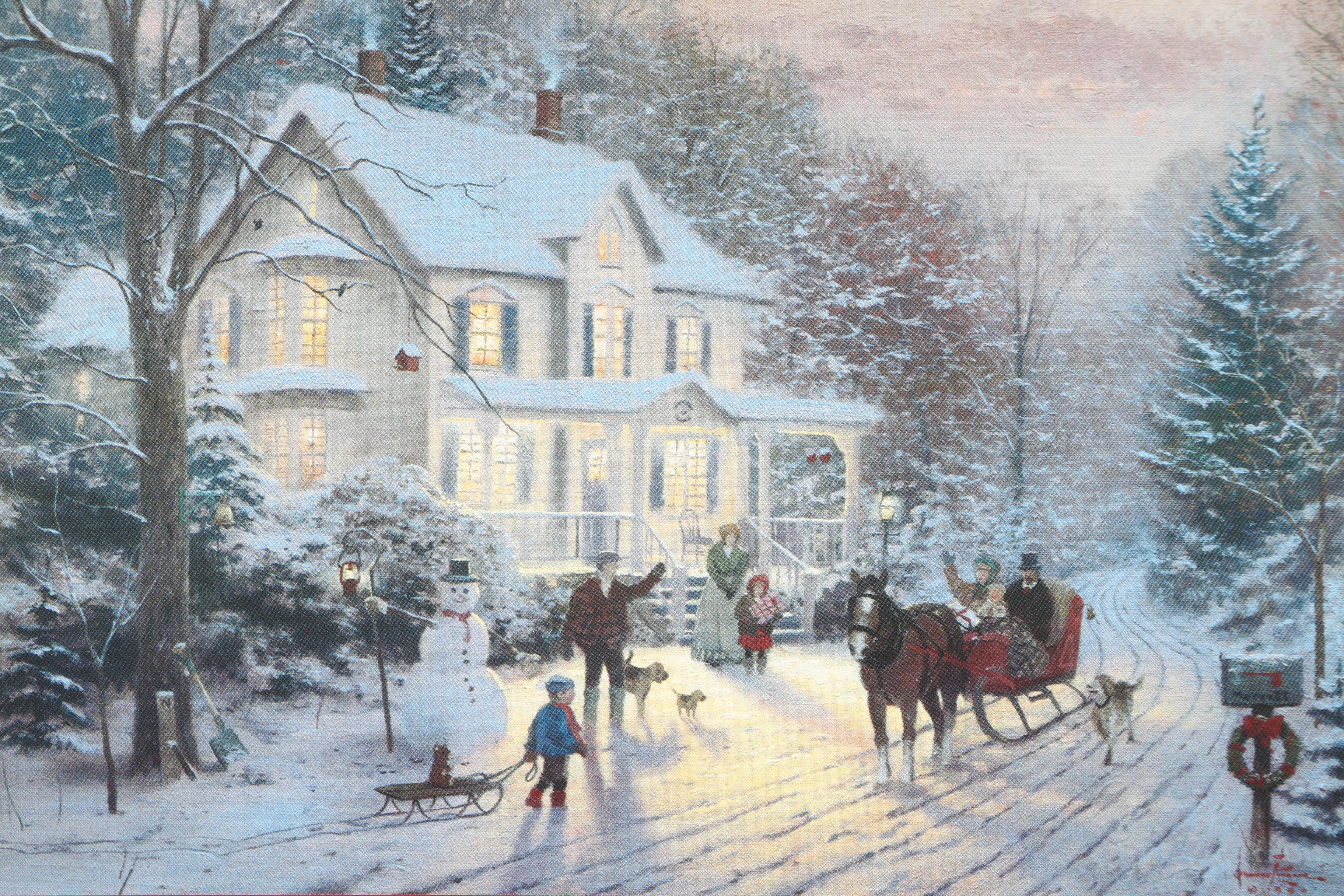 Offset Lithograph After Thomas Kinkade "Home For The Holidays"