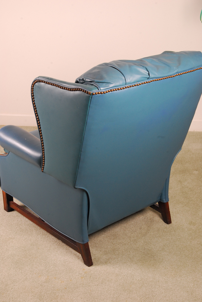 Blue Leather Recliner by Barcalounger