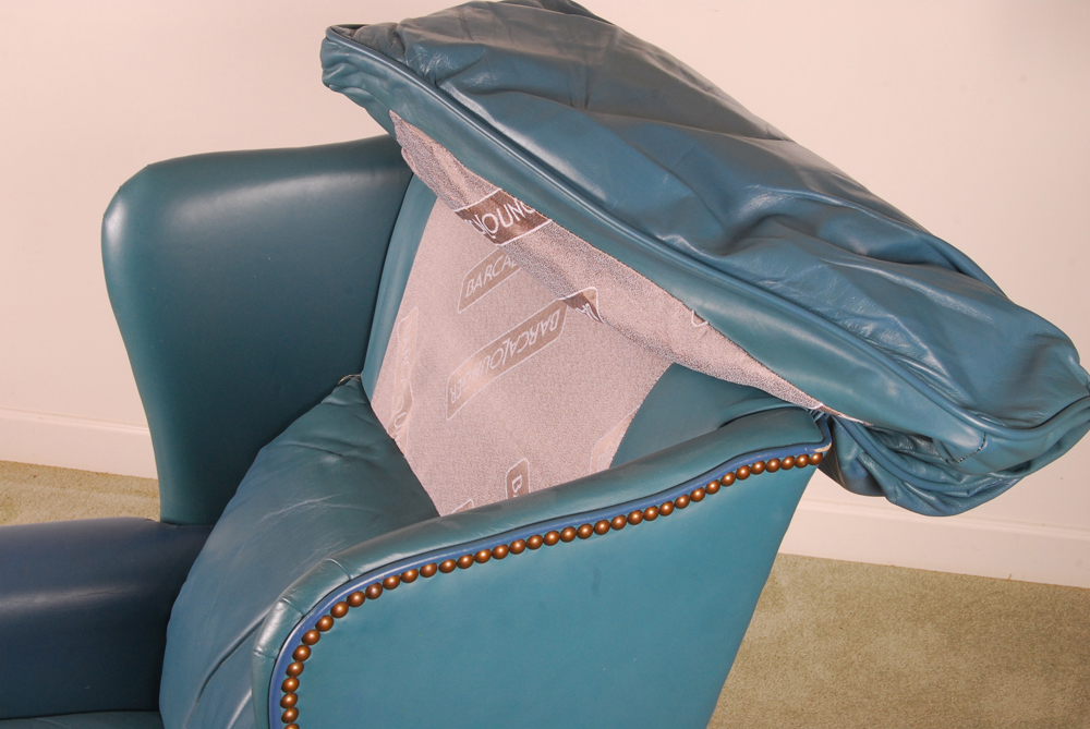Blue Leather Recliner by Barcalounger