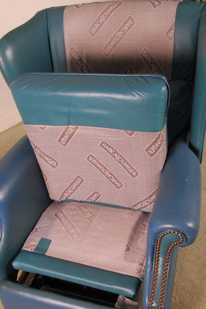 Blue Leather Recliner by Barcalounger