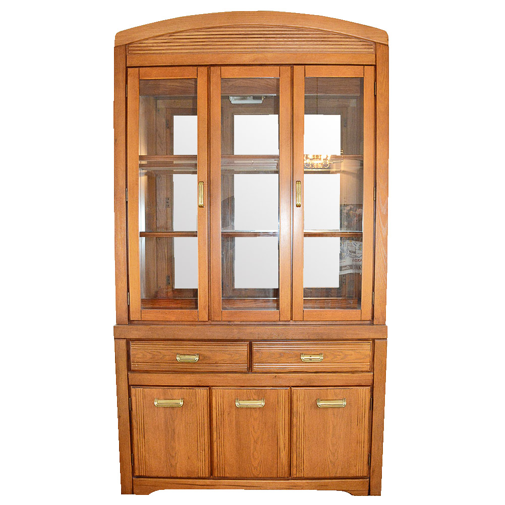 Oak Laminate China Cabinet by Broyhill