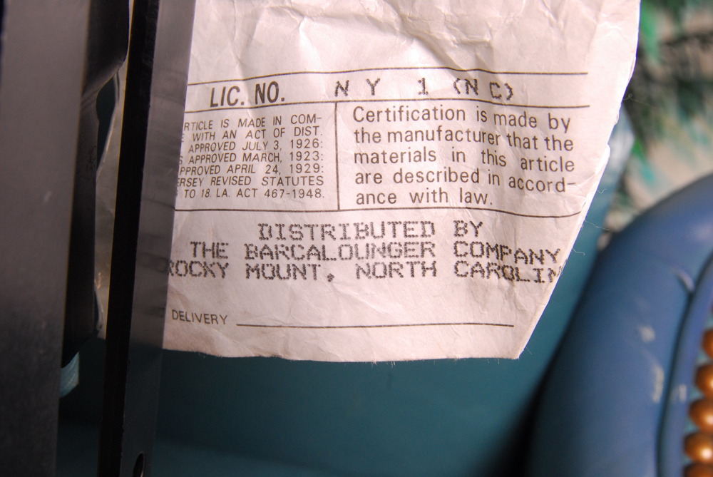 Blue Leather Recliner by Barcalounger