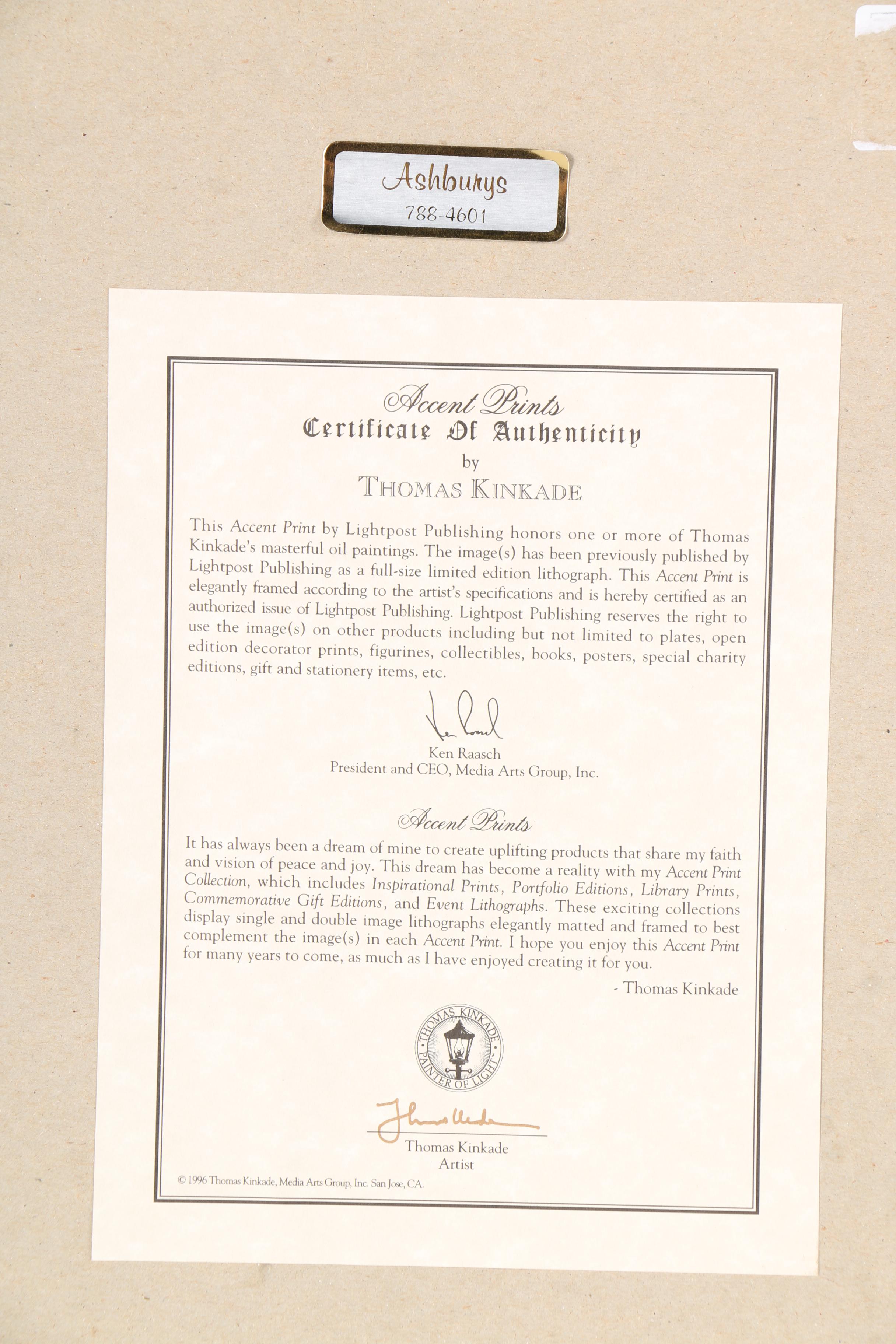 Offset Lithograph After Thomas Kinkade "Home For The Holidays"