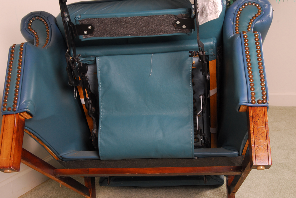 Blue Leather Recliner by Barcalounger