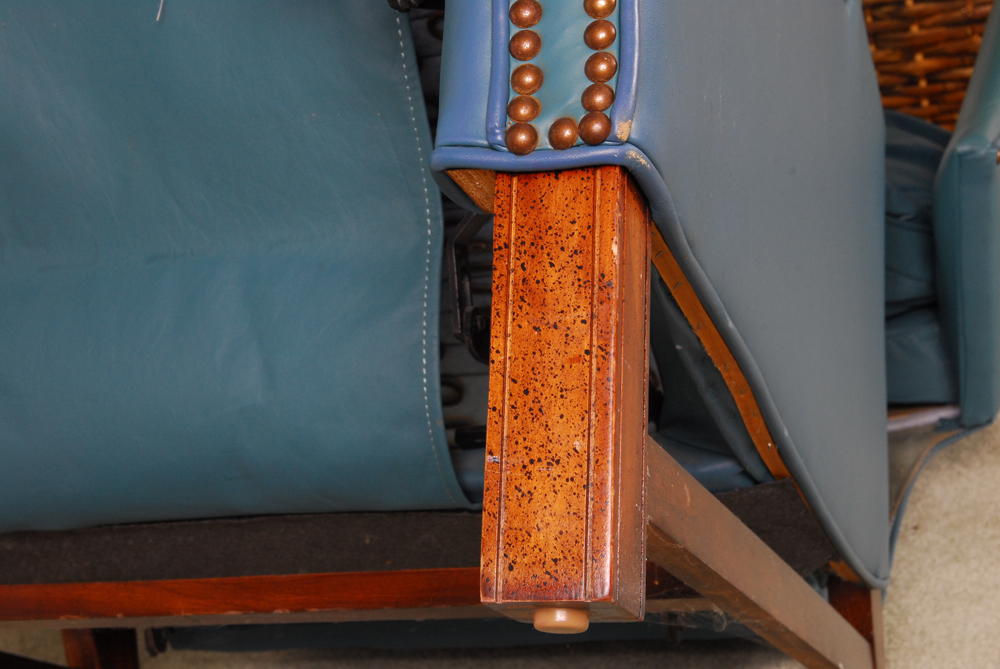 Blue Leather Recliner by Barcalounger