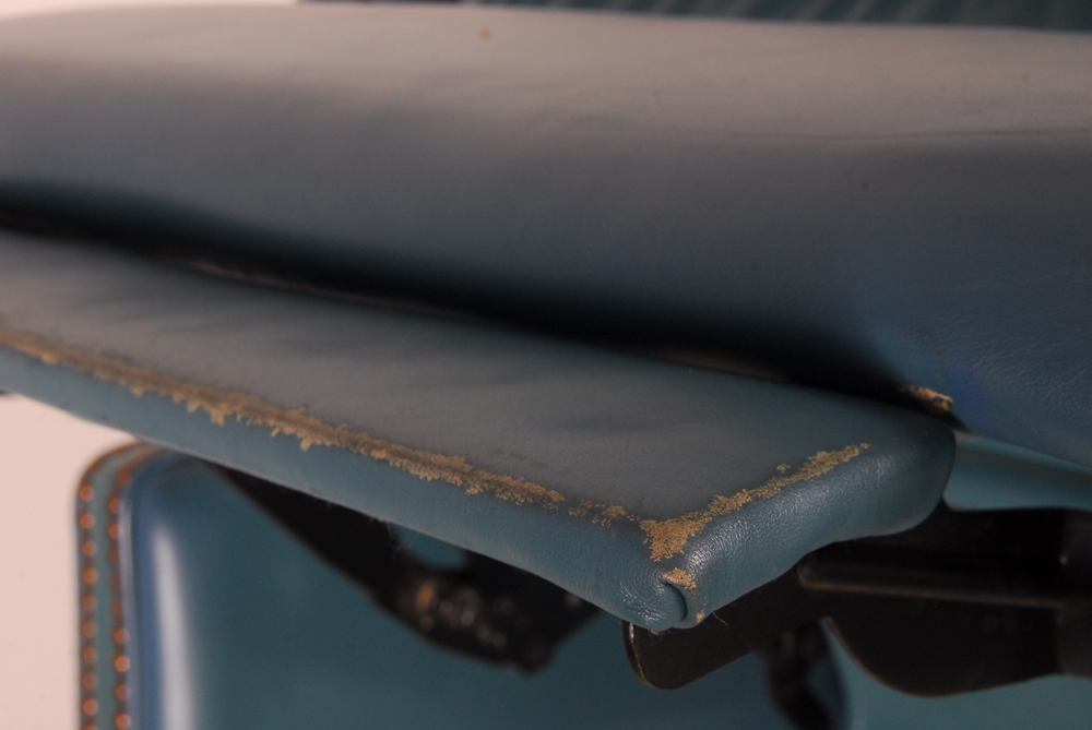 Blue Leather Recliner by Barcalounger