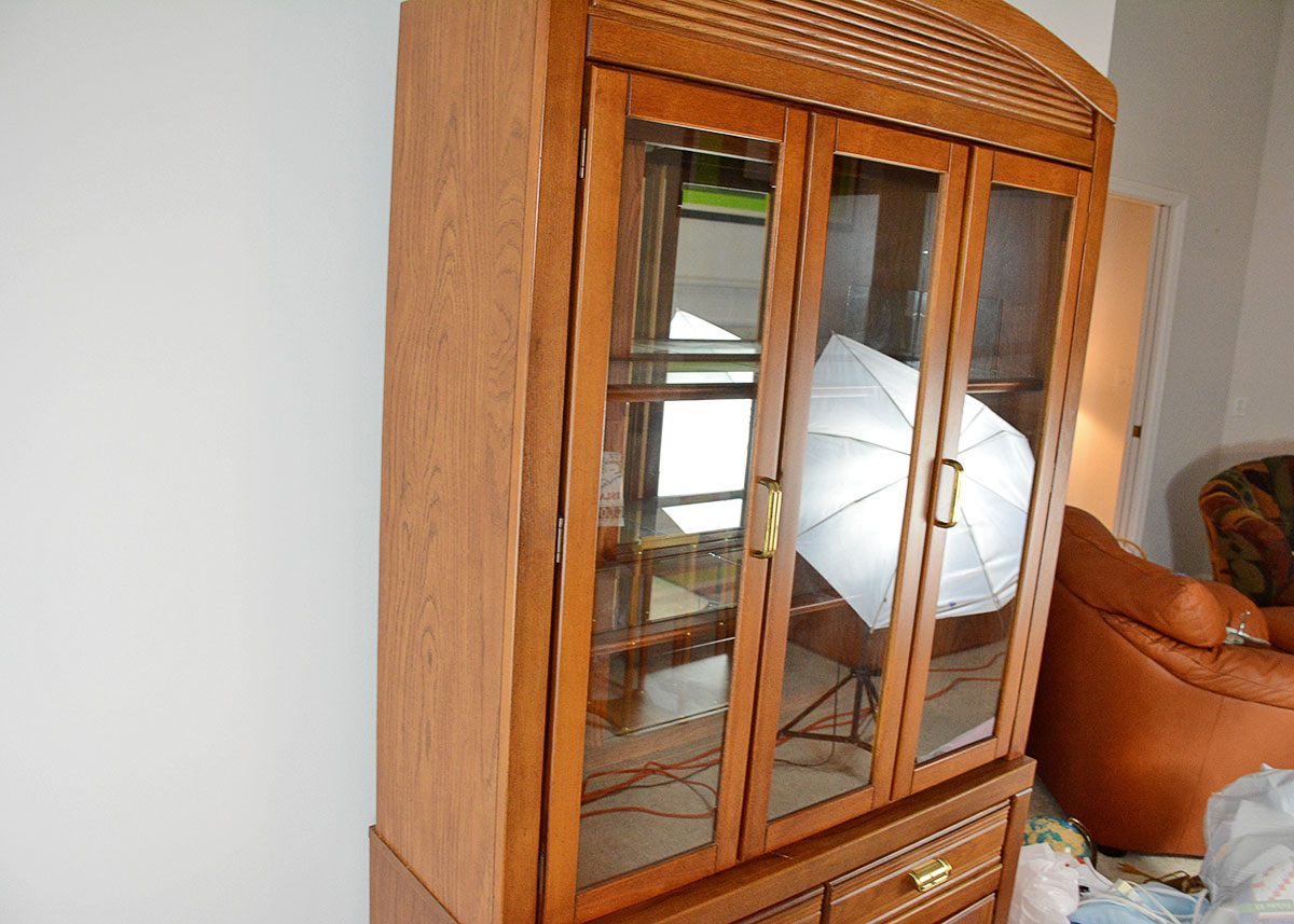 Oak Laminate China Cabinet by Broyhill