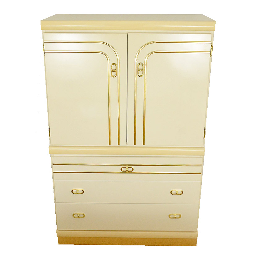Art Deco Style White Vinyl Armoire