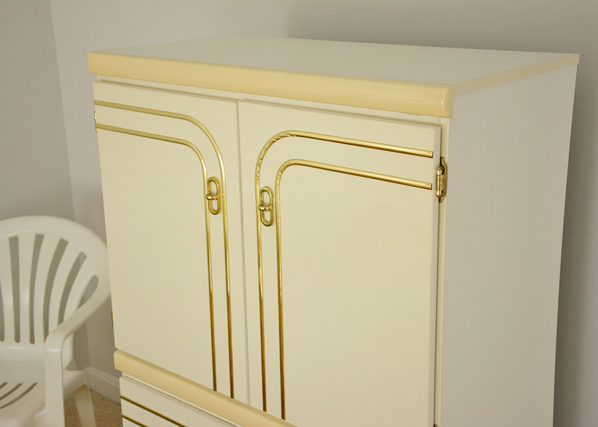 Art Deco Style White Vinyl Armoire