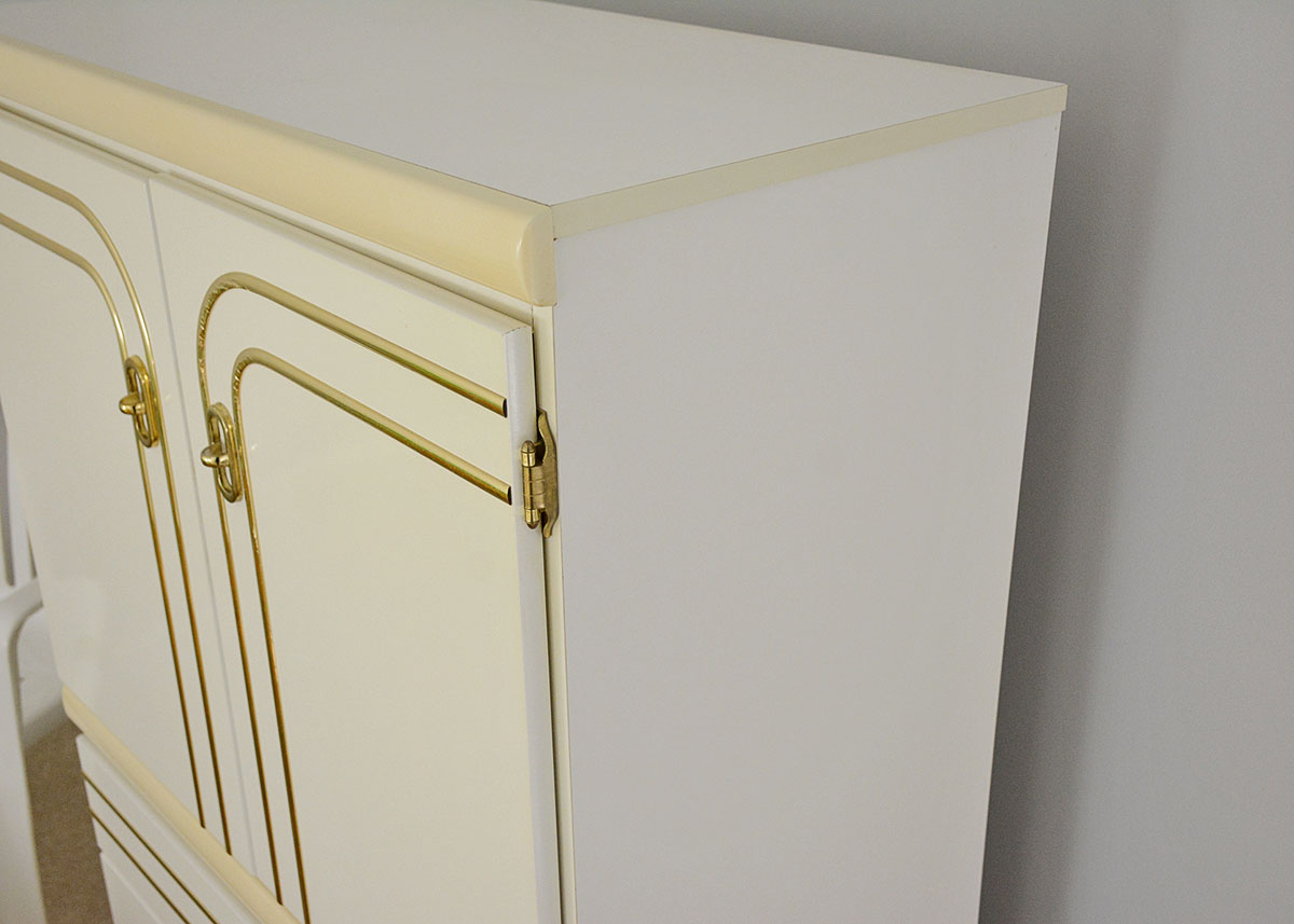 Art Deco Style White Vinyl Armoire