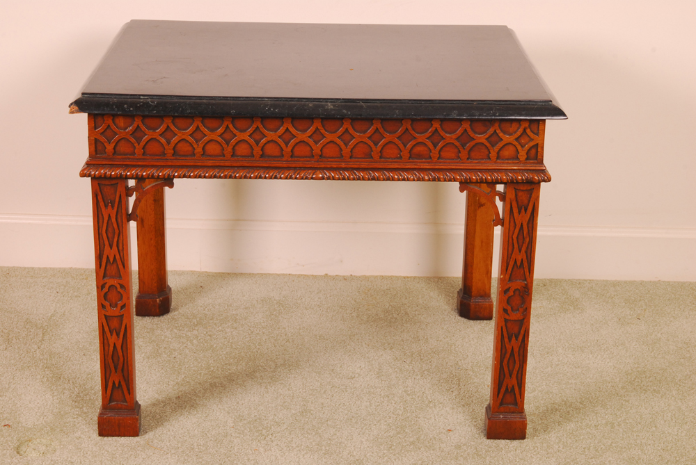 Marble Tile Topped Wooden Table