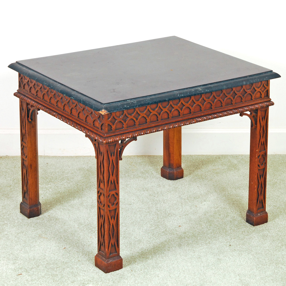 Marble Tile Topped Wooden Table