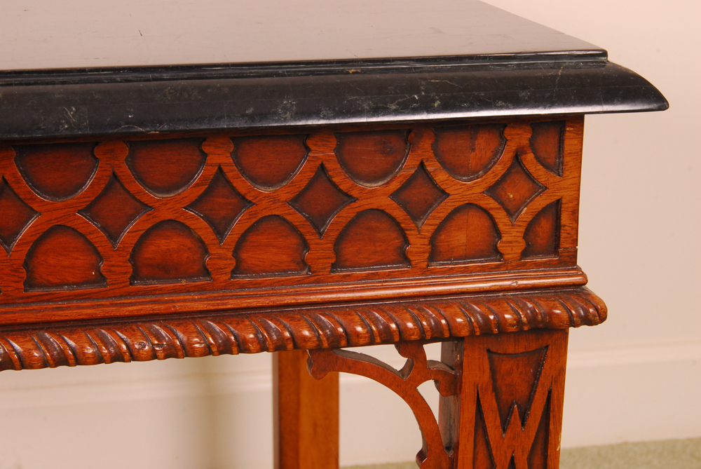 Marble Tile Topped Wooden Table