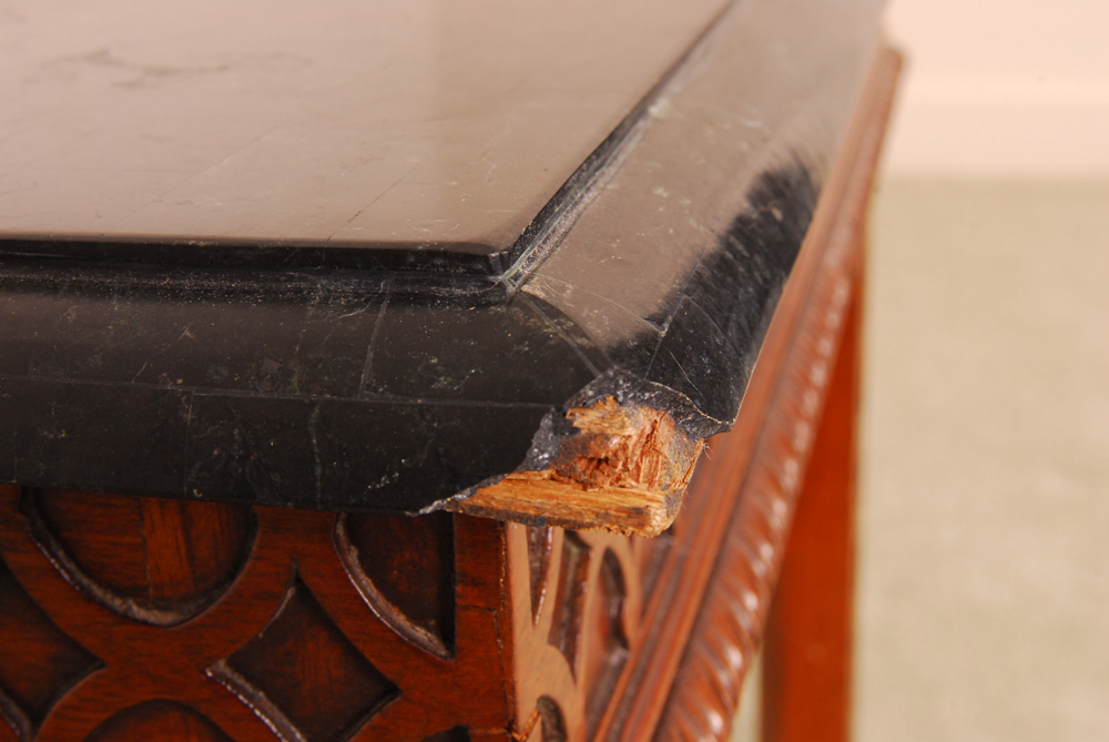 Marble Tile Topped Wooden Table