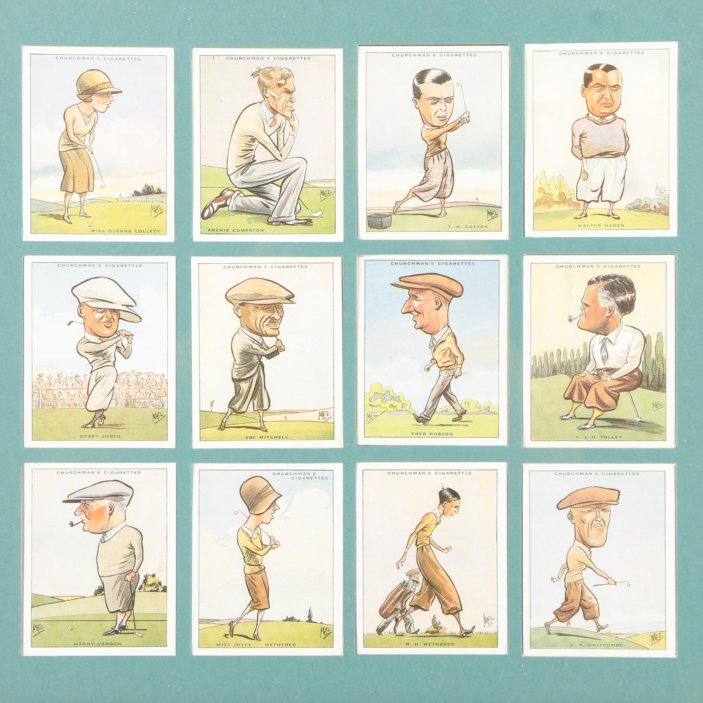 Offset Lithograph Reproductions of Churchman's Cigarettes Prominent Golfer's Trading Cards