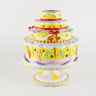 Party Lite Birthday Cake Ceramic Candle Holder
