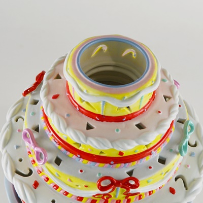 Party Lite Birthday Cake Ceramic Candle Holder