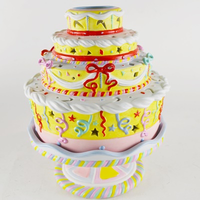 Party Lite Birthday Cake Ceramic Candle Holder