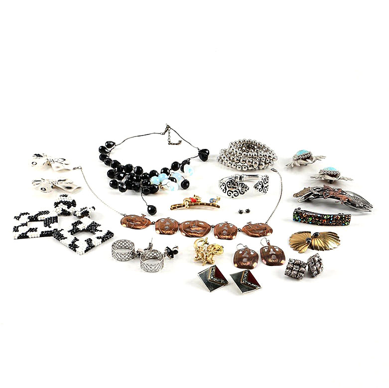 Assorted Two Tone and Beaded Jewelry Featuring Richard Kerr and Moulin Rouge