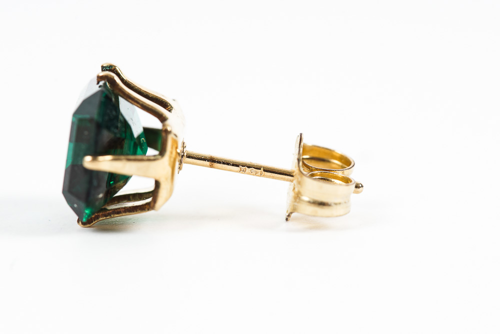 Gold Filled Earrings with Synthetic Sapphires, Synthetic Emeralds and CZs