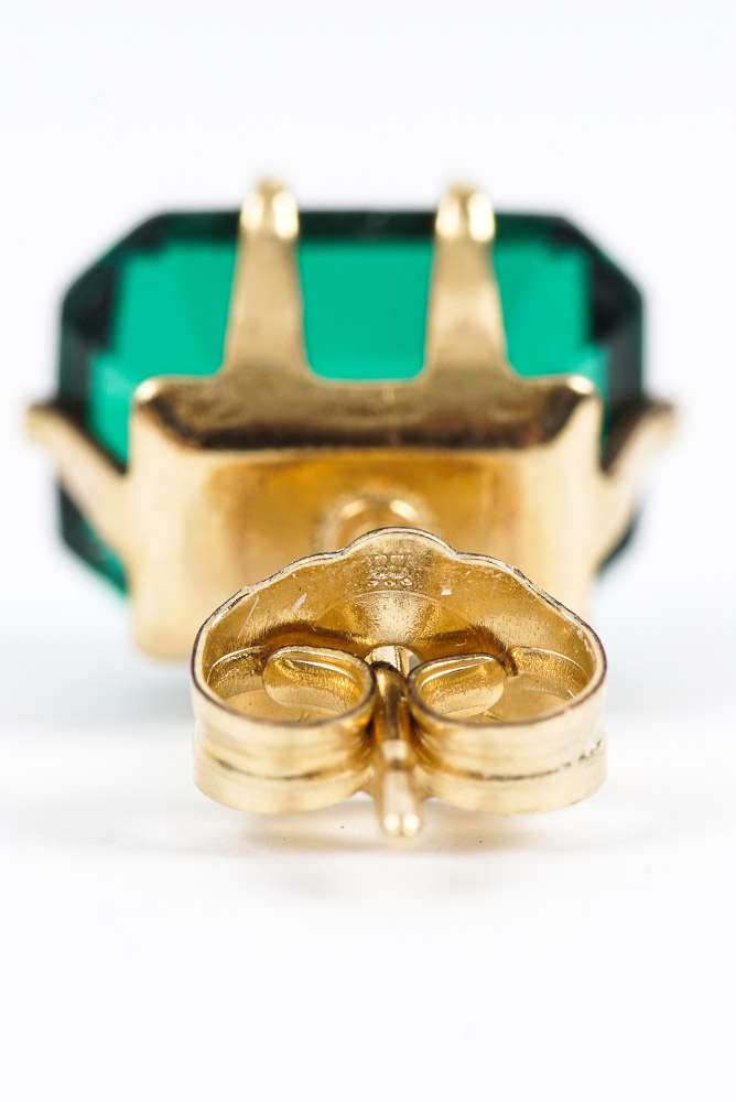 Gold Filled Earrings with Synthetic Sapphires, Synthetic Emeralds and CZs