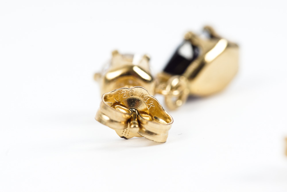 Gold Filled Earrings with Synthetic Sapphires, Synthetic Emeralds and CZs