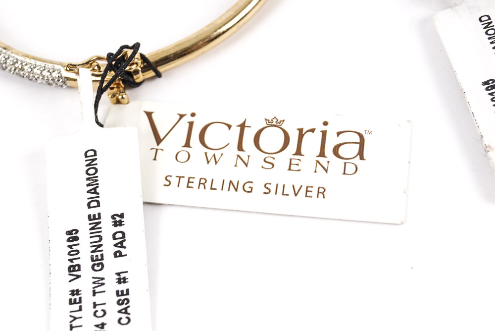 14K Gold Plated Sterling Silver Pave' Diamond Bracelets