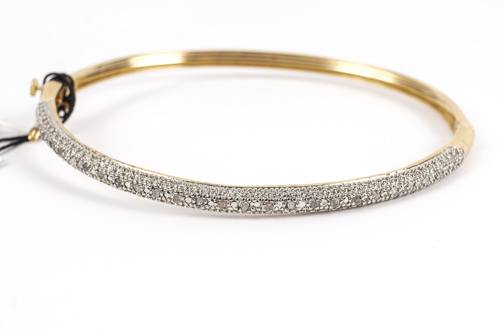 14K Gold Plated Sterling Silver Pave' Diamond Bracelets