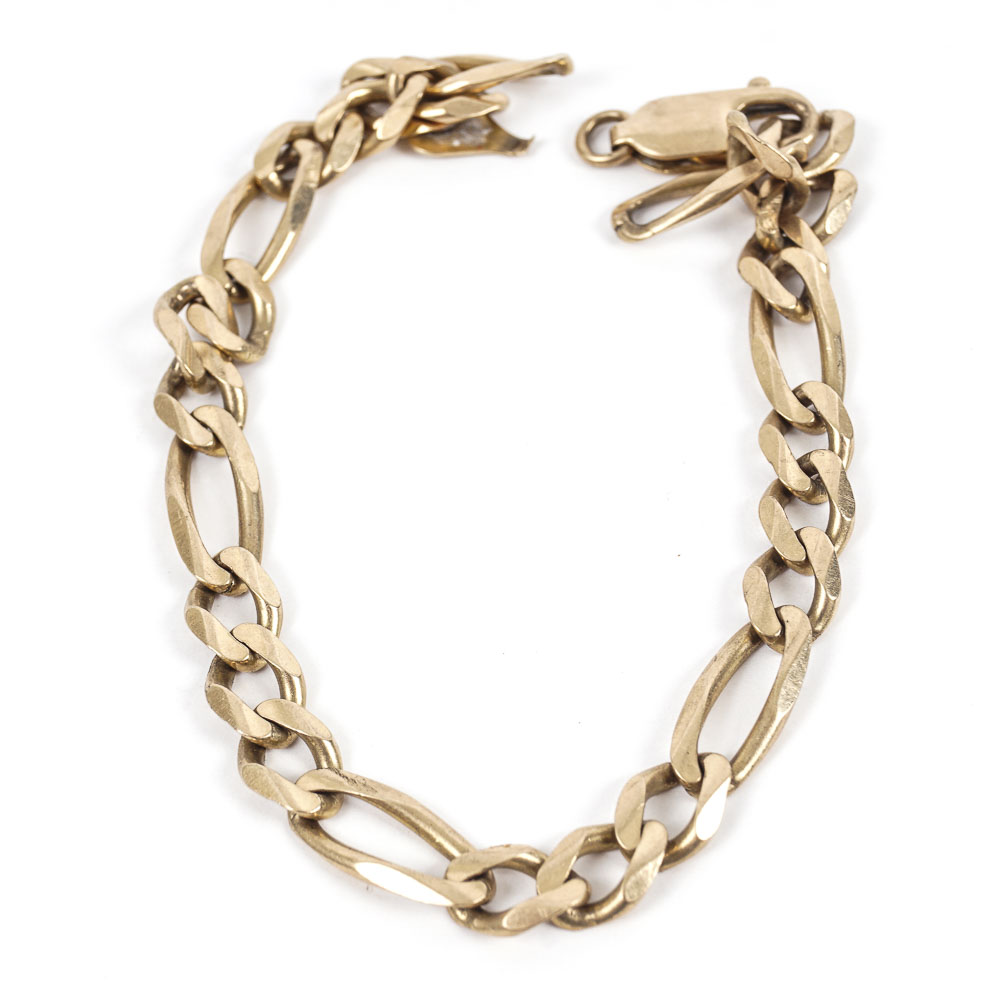 10K Gold Figaro Chain Bracelet