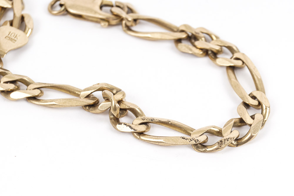 10K Gold Figaro Chain Bracelet