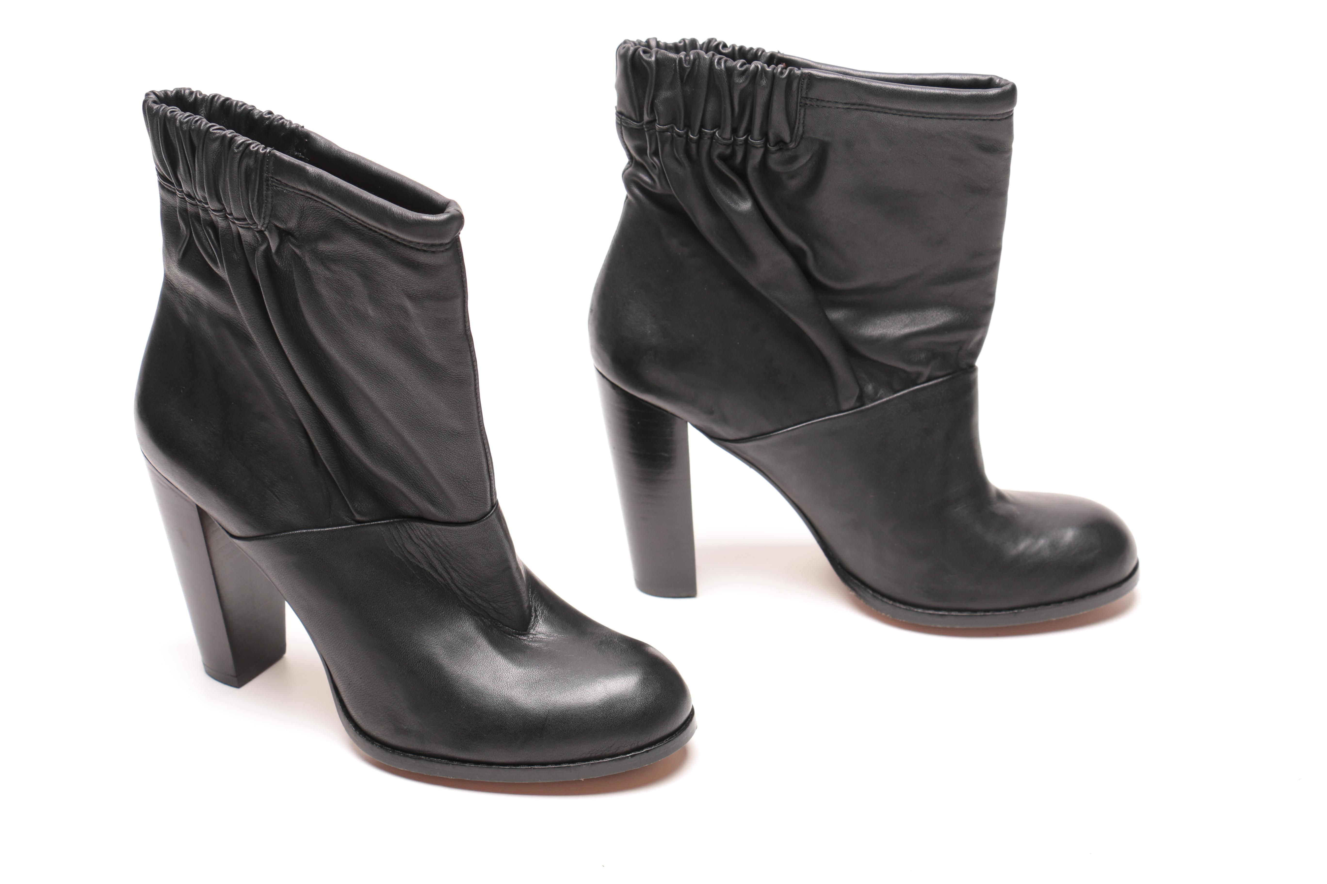 Three Pairs of Black Leather Ankle Boots Including Vera Wang Lavender