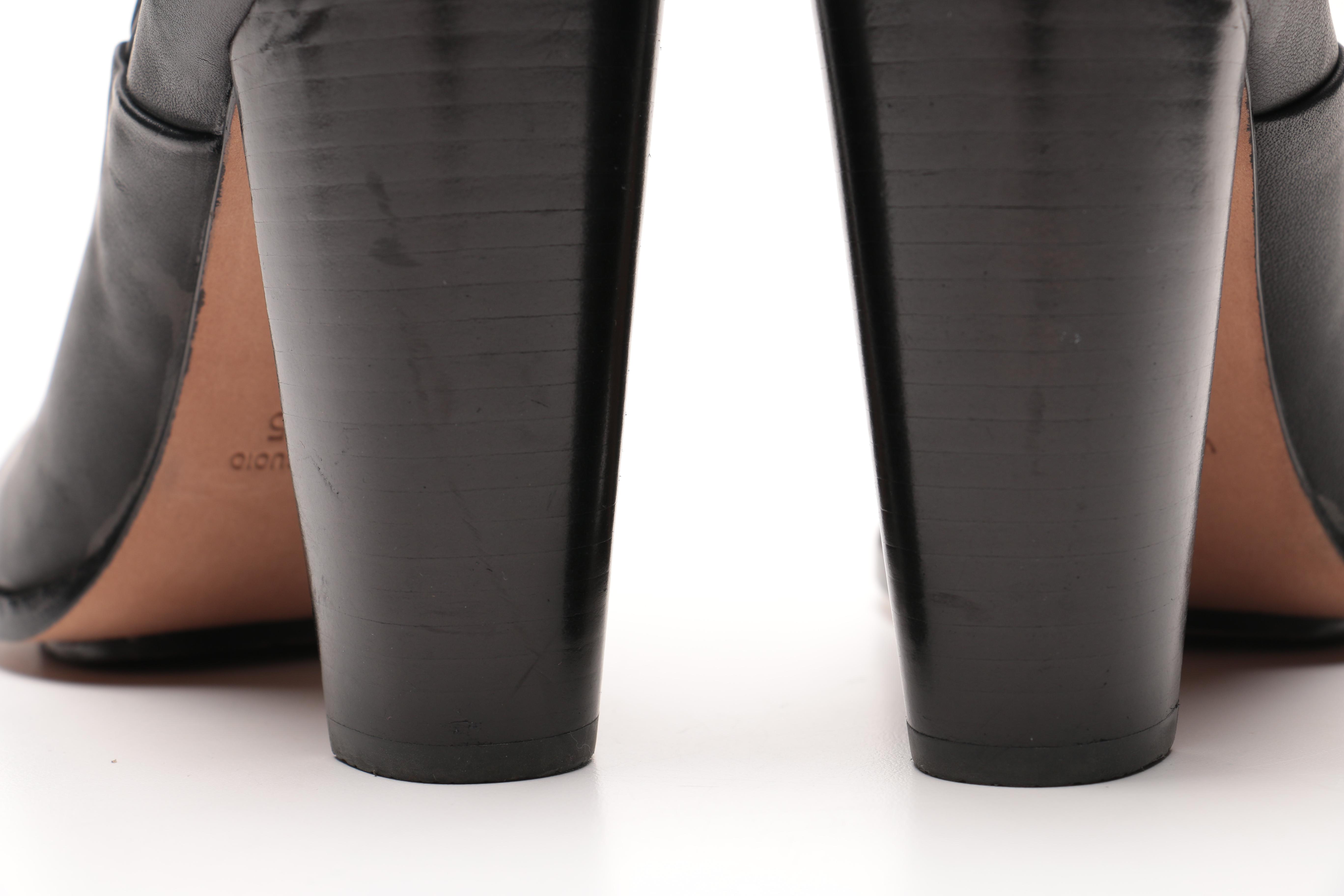 Three Pairs of Black Leather Ankle Boots Including Vera Wang Lavender