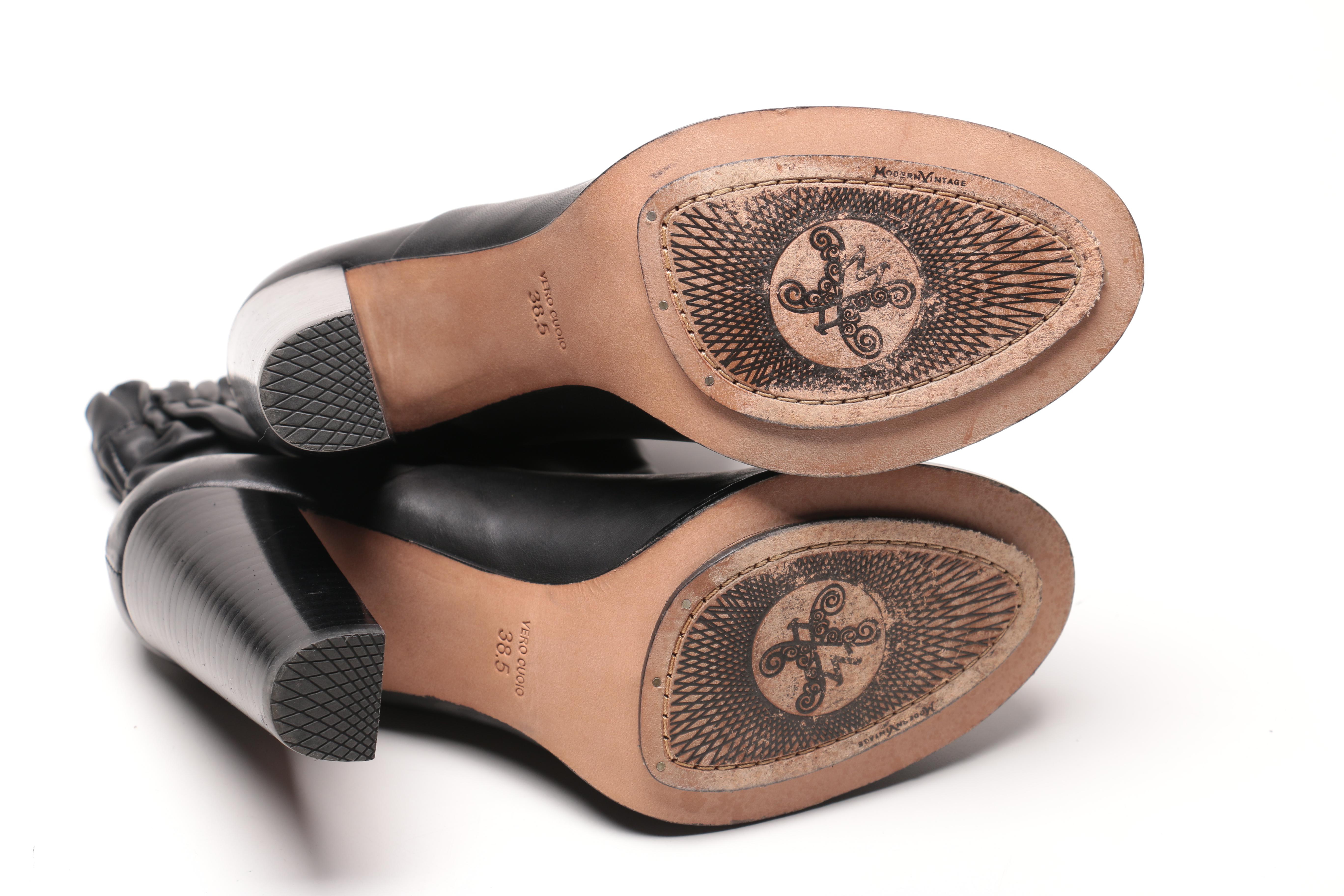 Three Pairs of Black Leather Ankle Boots Including Vera Wang Lavender