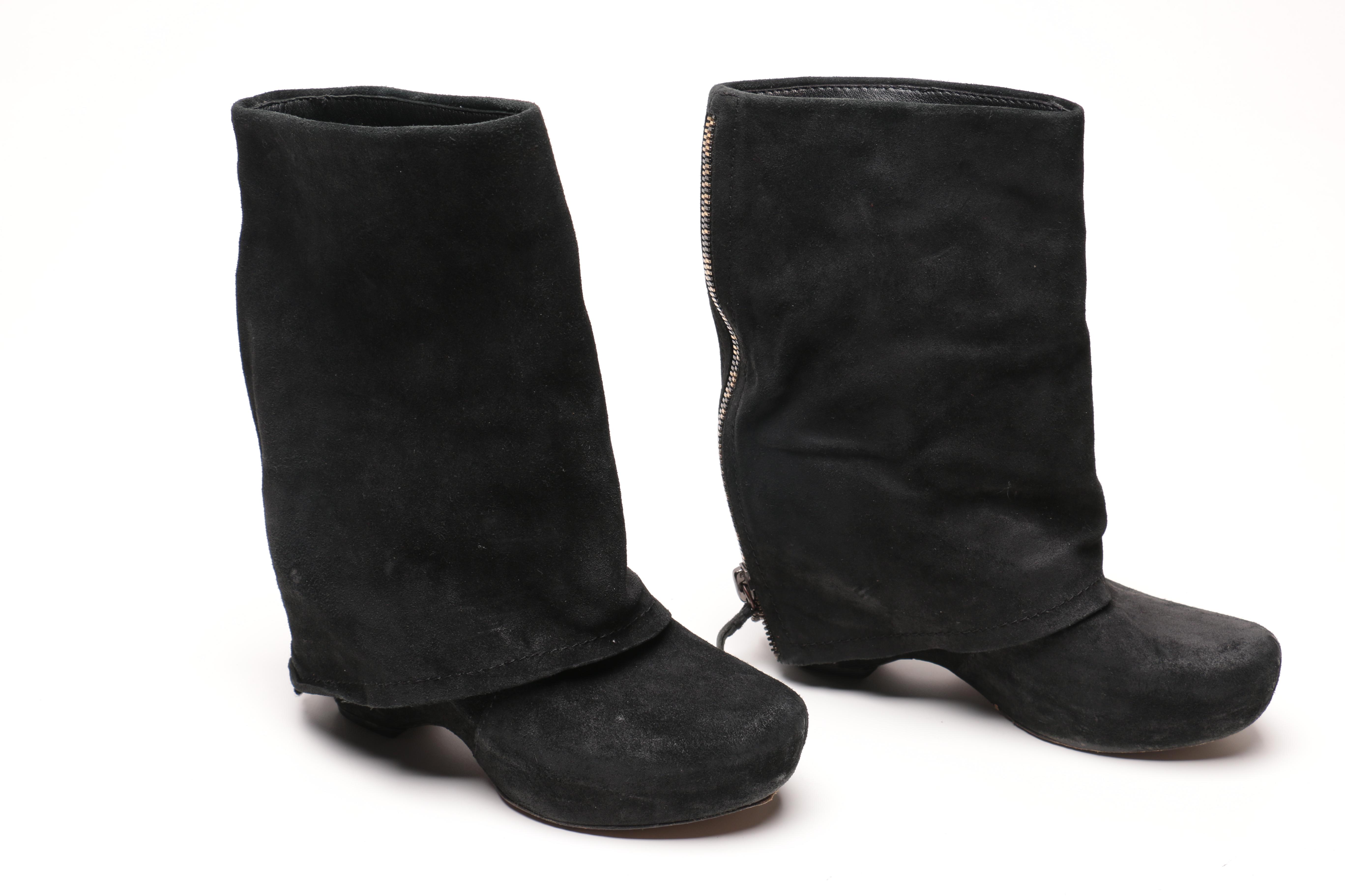 Three Pairs of Black Leather Ankle Boots Including Vera Wang Lavender