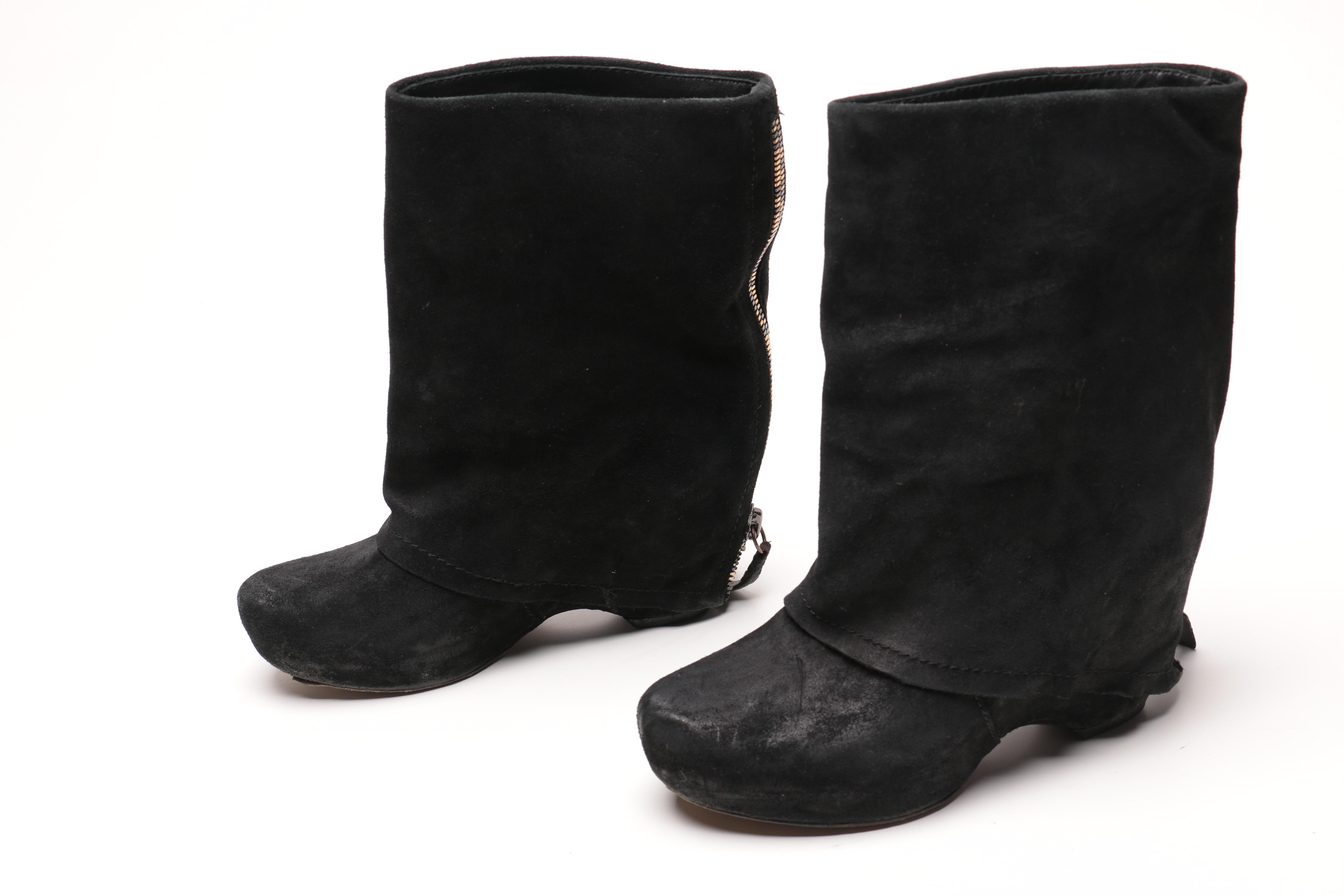 Three Pairs of Black Leather Ankle Boots Including Vera Wang Lavender