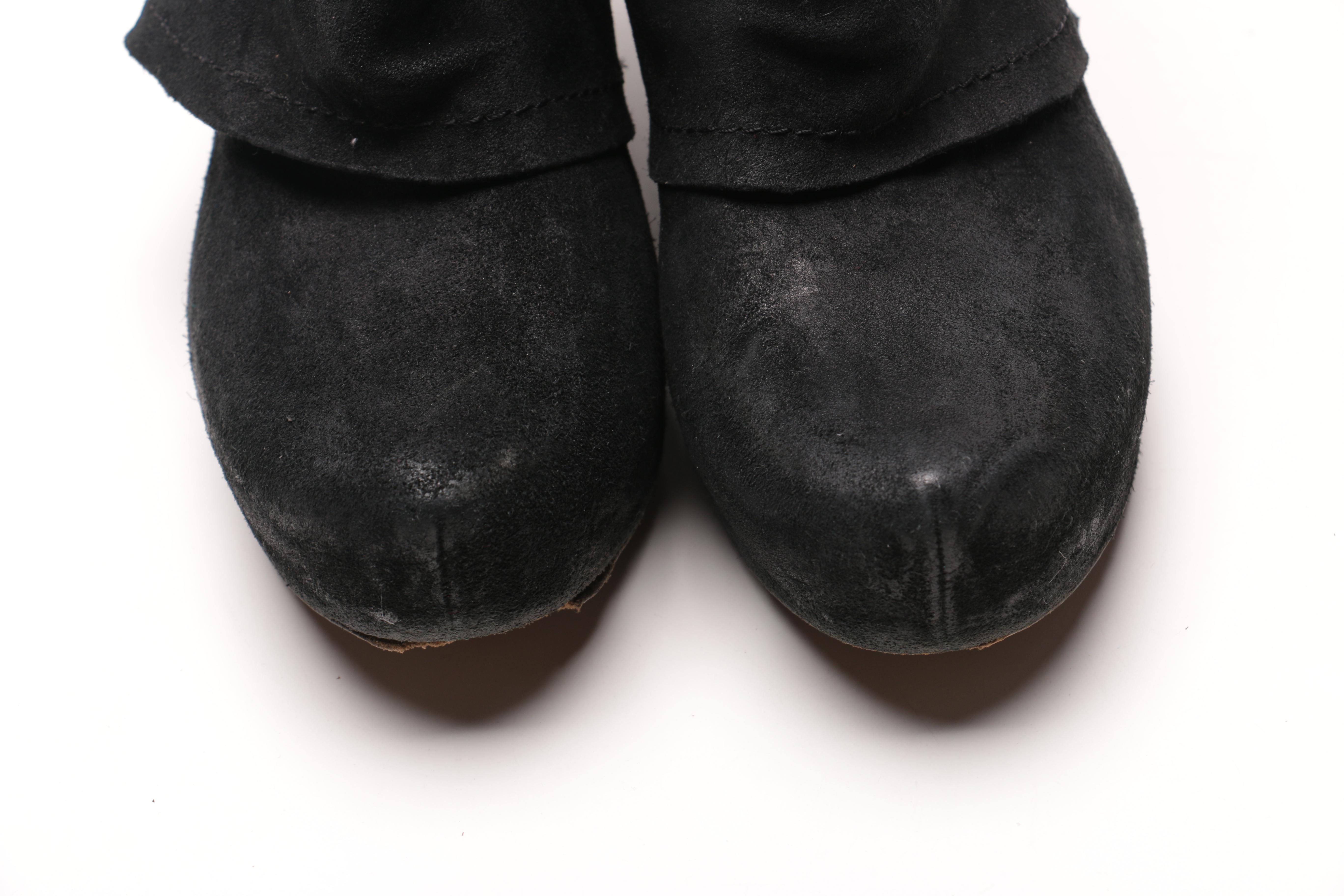 Three Pairs of Black Leather Ankle Boots Including Vera Wang Lavender