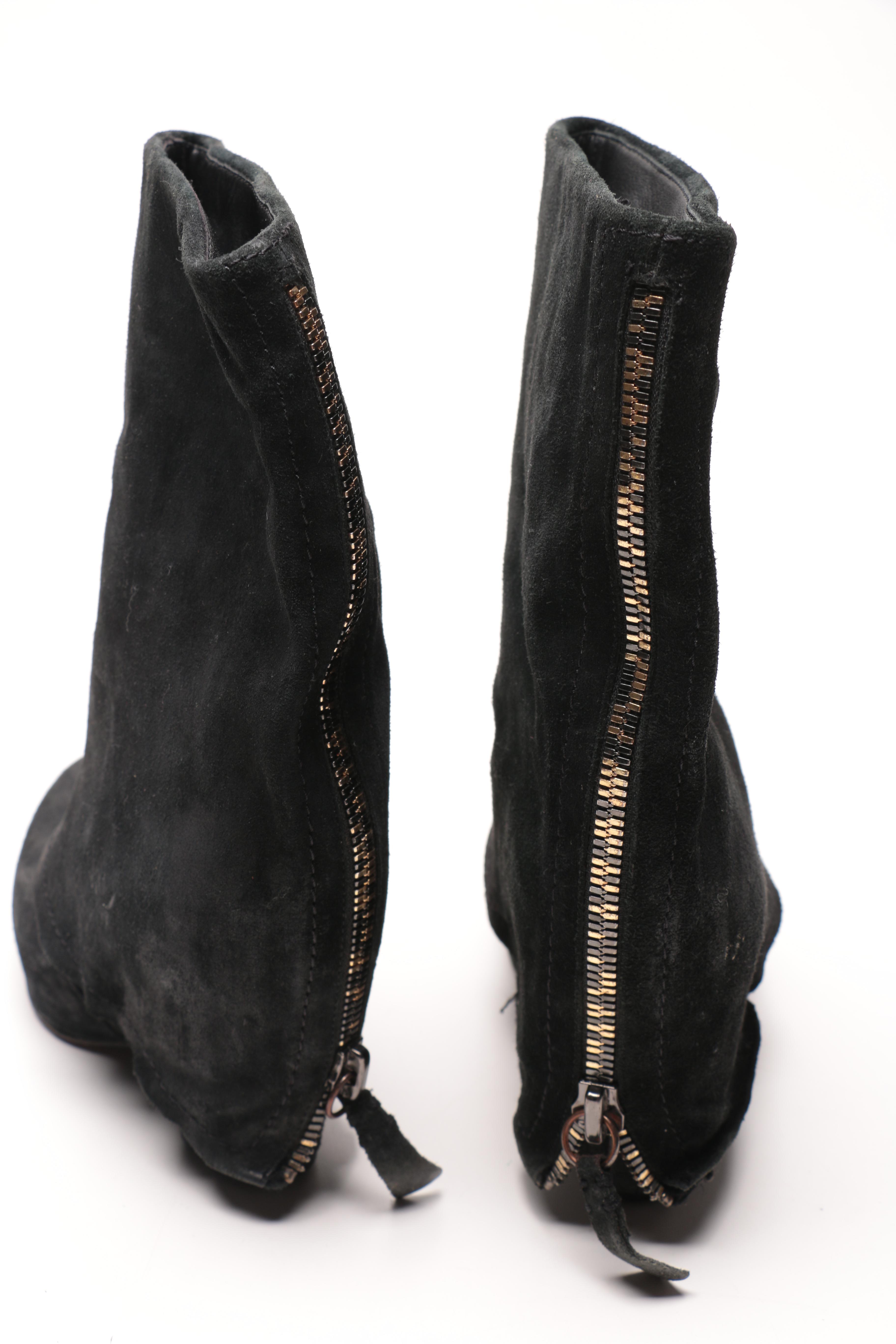 Three Pairs of Black Leather Ankle Boots Including Vera Wang Lavender