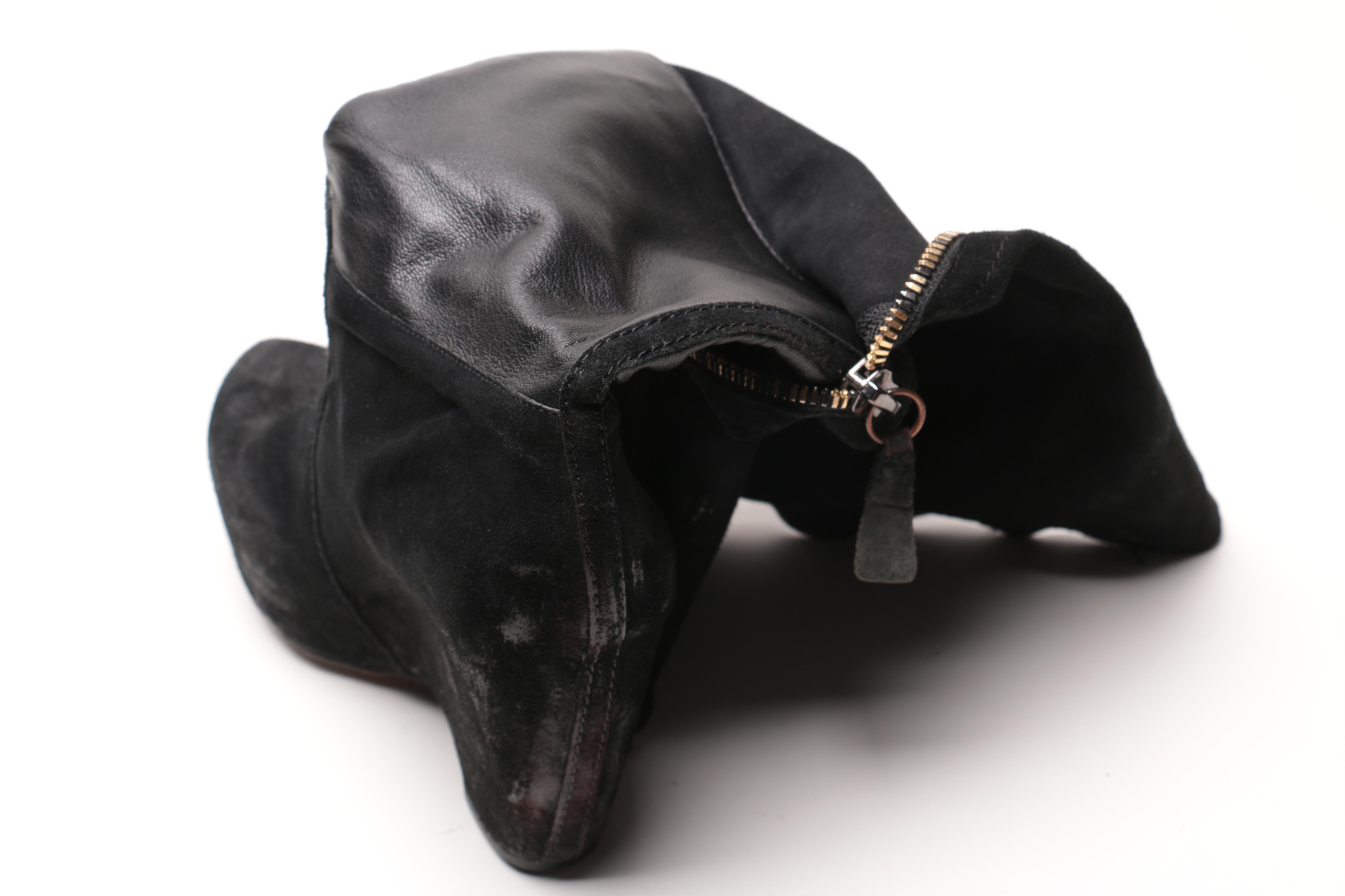 Three Pairs of Black Leather Ankle Boots Including Vera Wang Lavender